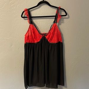 Torrid Babydoll Red lace and black chemise